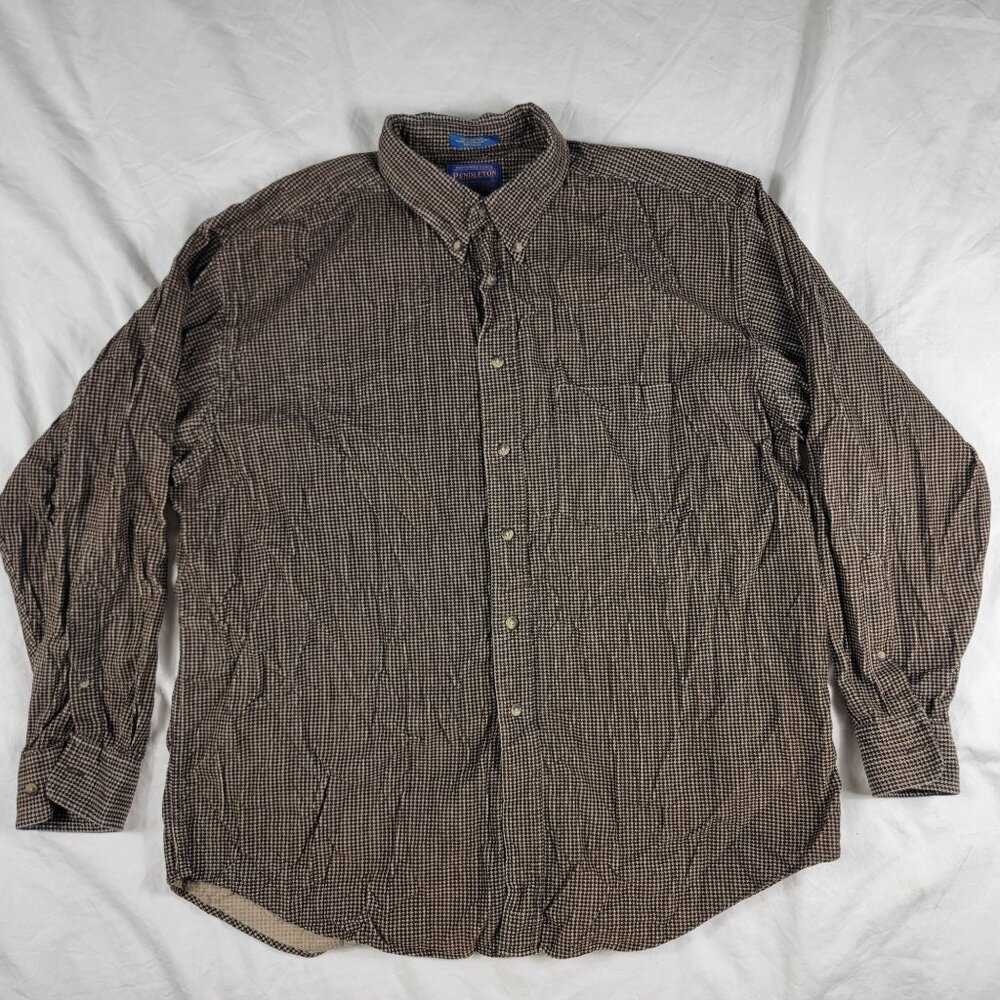 Pendleton Mens XL Brown Long Sleeve Button Down Shirt Casual Outdoor Formal